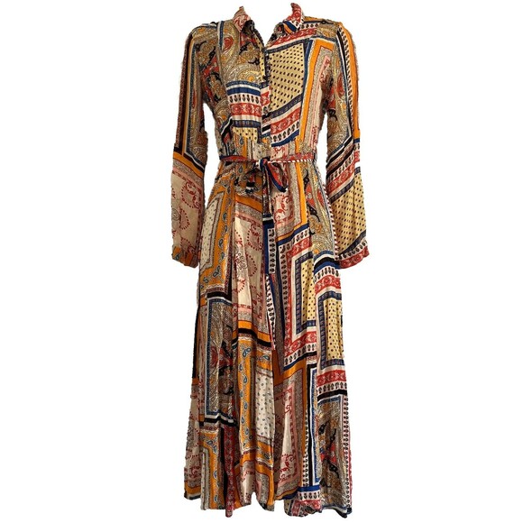 Zara Dress Women’s Size XS Patchwork Maxi Swiss Dot 70s-inspired Boho-chic - Picture 1 of 6